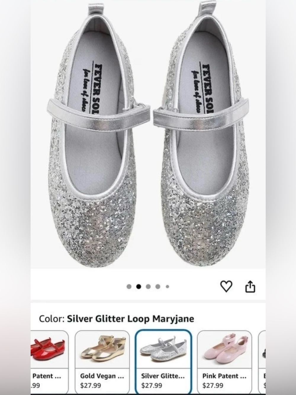 Ever-Sole Silver Glitter Mary Jane Kids Shoes Size 3 NWOT